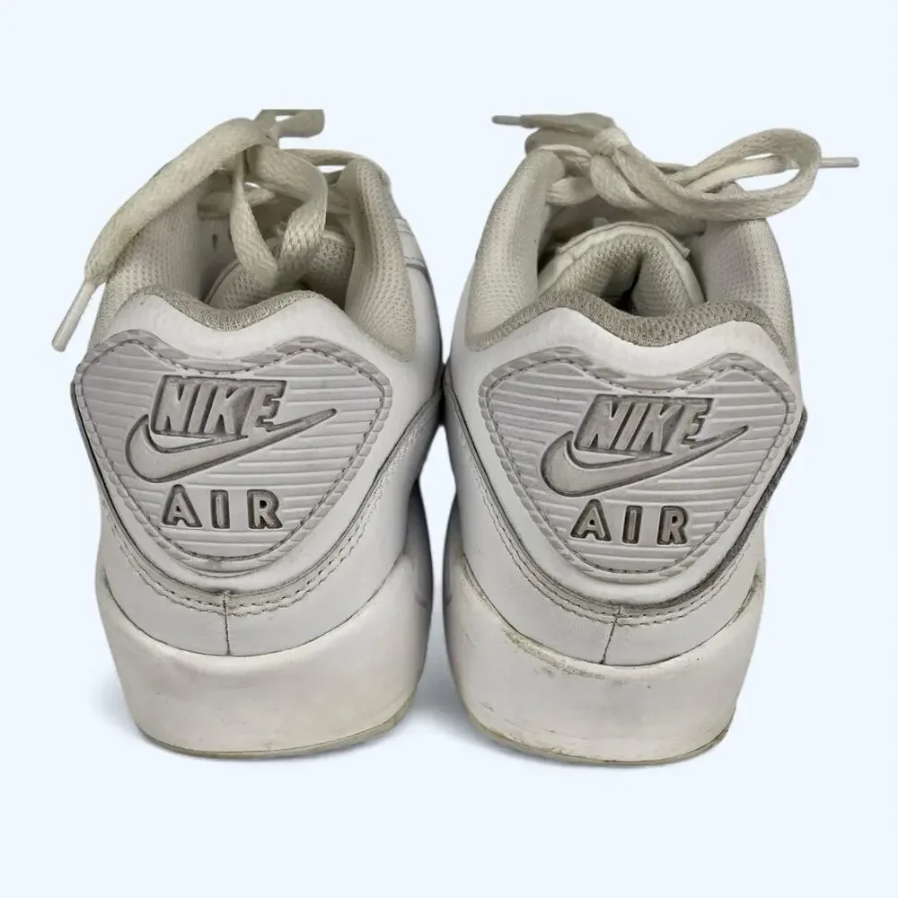 Nike Air Max 90 Leather Athletic Shoes CD6864-100 White Youth Size 7